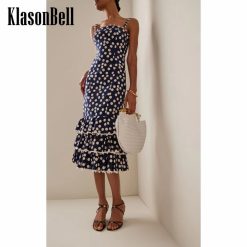 KlasonBell-Robe sirène trompent pour femme, imprimé à pois, bretelles, renforcement de la taille, tempérament, 6.5 1