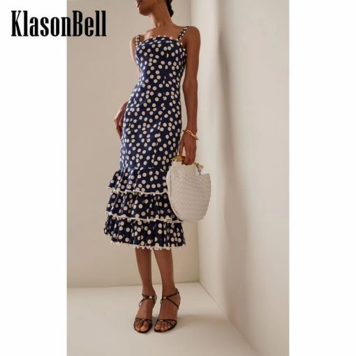 KlasonBell-Robe sirène trompent pour femme, imprimé à pois, bretelles, renforcement de la taille, tempérament, 6.5 1