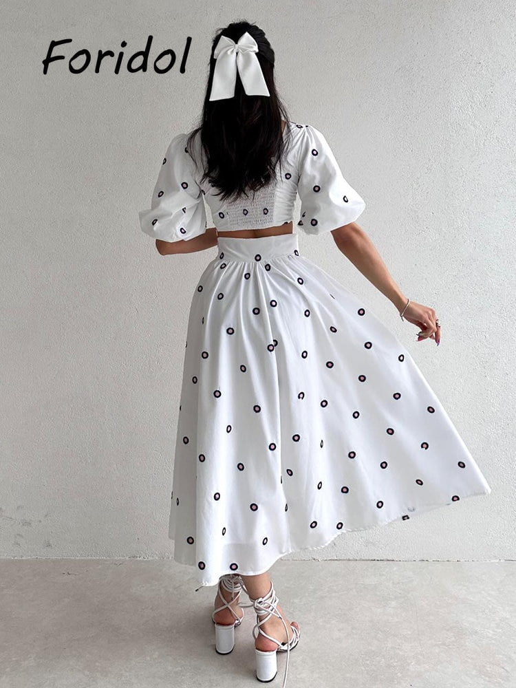 Robe Blanche Vintage À Pois Élégante CoccinelleParadis