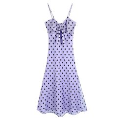 YENKYE-Robe trapèze mi-longue à pois pour femmes, vintage, sexy, col en fibre V, été, 2023 1