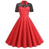 SISHION-Robe de soirée vintage en dentelle à pois pour femmes, col rabattu, manches courtes, robe rockabilly élégante, été 1
