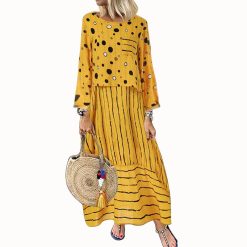 Robe imprimée en fibre de polyester à pois pour femmes, mode décontractée d'été, grande taille, deux pièces trempées, extensible, plage, 2021 1
