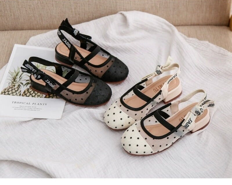 Sandales Maille Pois Fille Princesse Élégante