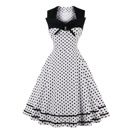 Robe de soirée rétro à pois pour femmes, vintage, pin up, rockabilly, grande taille, 4XL, éducatif, années 1950 et 60 1