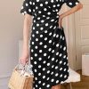 ZANZEA-Robe de vacances à pois pour femmes, style bohème, col rond, vintage, robe d'été, slim plissée, décontractée, longueur au genou, élégante, été, 2023 1