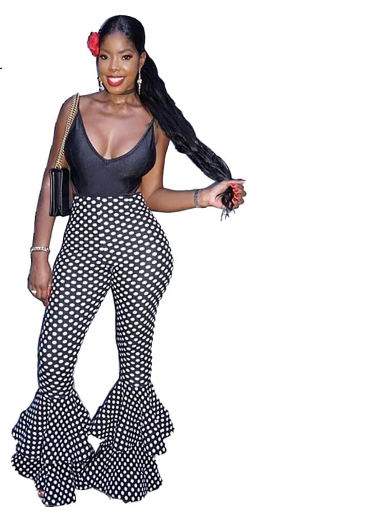 Femmes Polka Dot Évasée Taille Haute