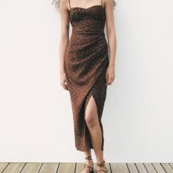 Robe fourreau en lin à pois pour dames, mélange de lin, confortable, décontracté, élégant, nouveau 1