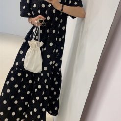 Robe d'été à manches bouffantes pour femmes, tenue décontractée de bureau, ample, noire, mode coréenne, pull Long imprimé 1