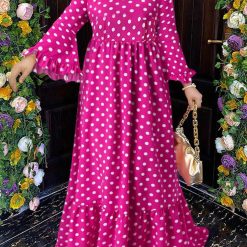 VONDA-Robe d'été plissée à manches longues pour femmes, robe d'été sexy, robe de soirée de vacances, imprimé à pois, robe Maxi, robe éducative, 2023 1