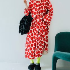 Imakokoni Design Original pull à manches longues col rond robe à pois femme imprimé décontracté Style japonais jupe 223835 1