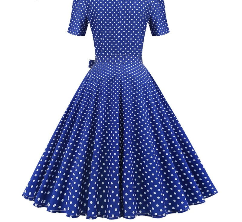 Robe rétro vintage pour femmes, années 50 et 60, rockabilly à pois, balançoire Pin Up, robes de soirée d'été décontractées, tunique élégante, robe éducative 2