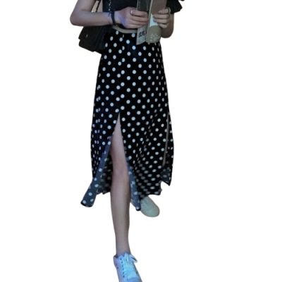 Jupe Décontractée Pois Style Français