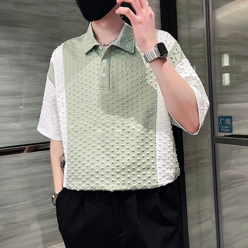 T-shirt à manches courtes pour hommes, vêtement d'été décontracté, Polo d'affaires, Social, à revers, à pois 3D, ample, 2023 2