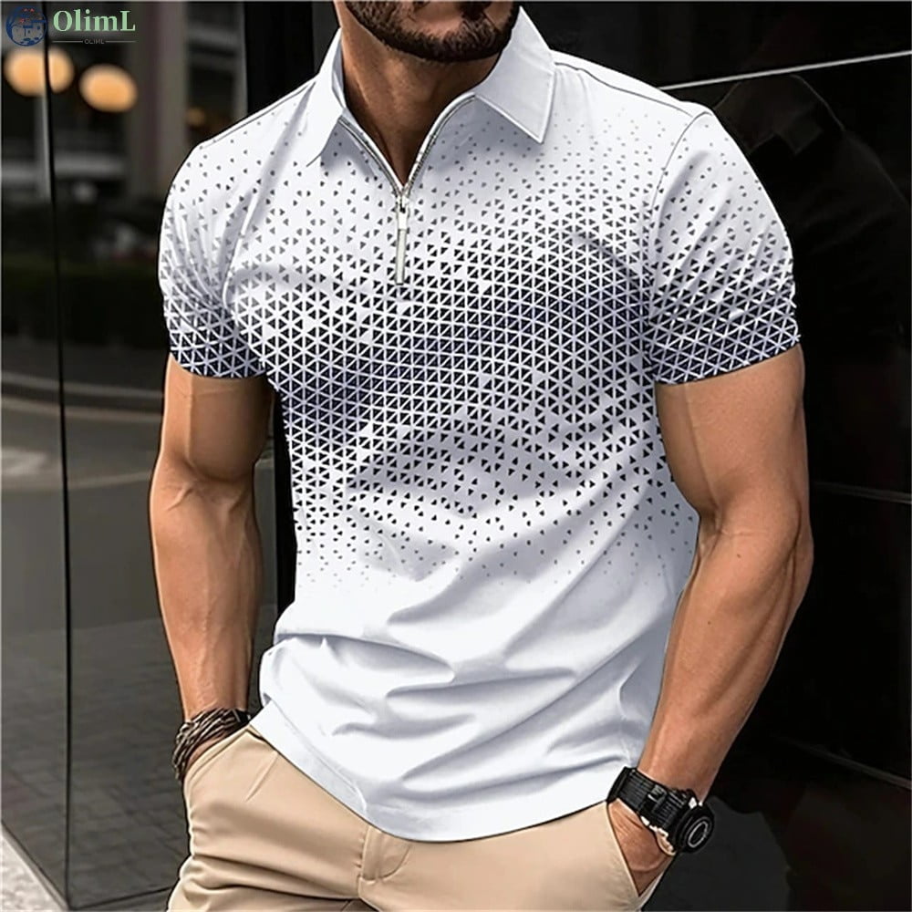 Polo Blanc Motif Pois Hommes