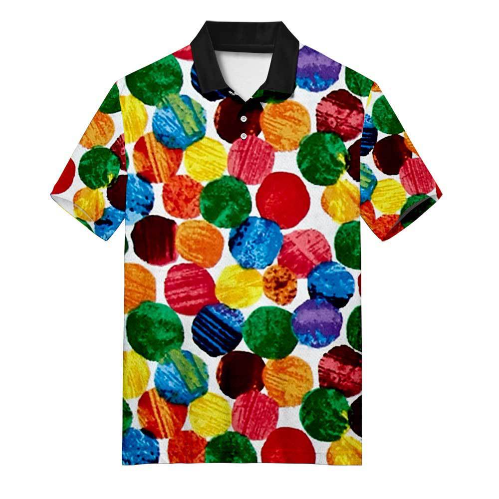 Chemise À Revers Motif 3D Pois Courte