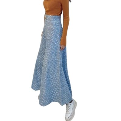 Jupe Longue Jean Femmes Style Rétro