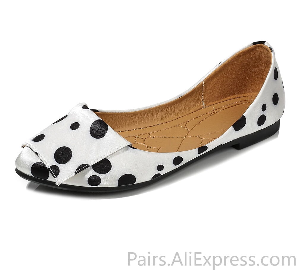 Mocassins À Pois En Tissu Pour Femmes, Chaussures Plates Pointues, Grande Taille, Printemps Été