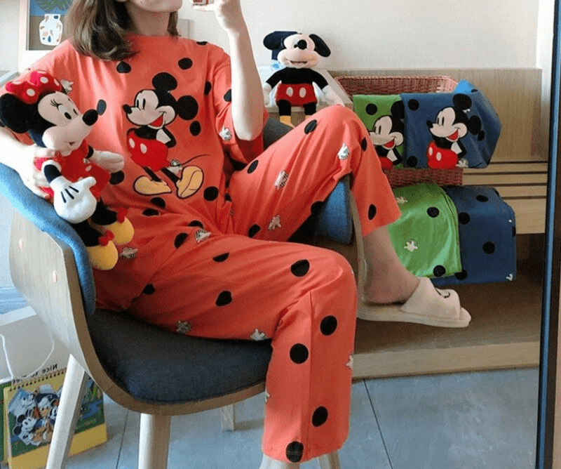 Pyjama Mickey noir décontracté à manches courtes, nouvelle