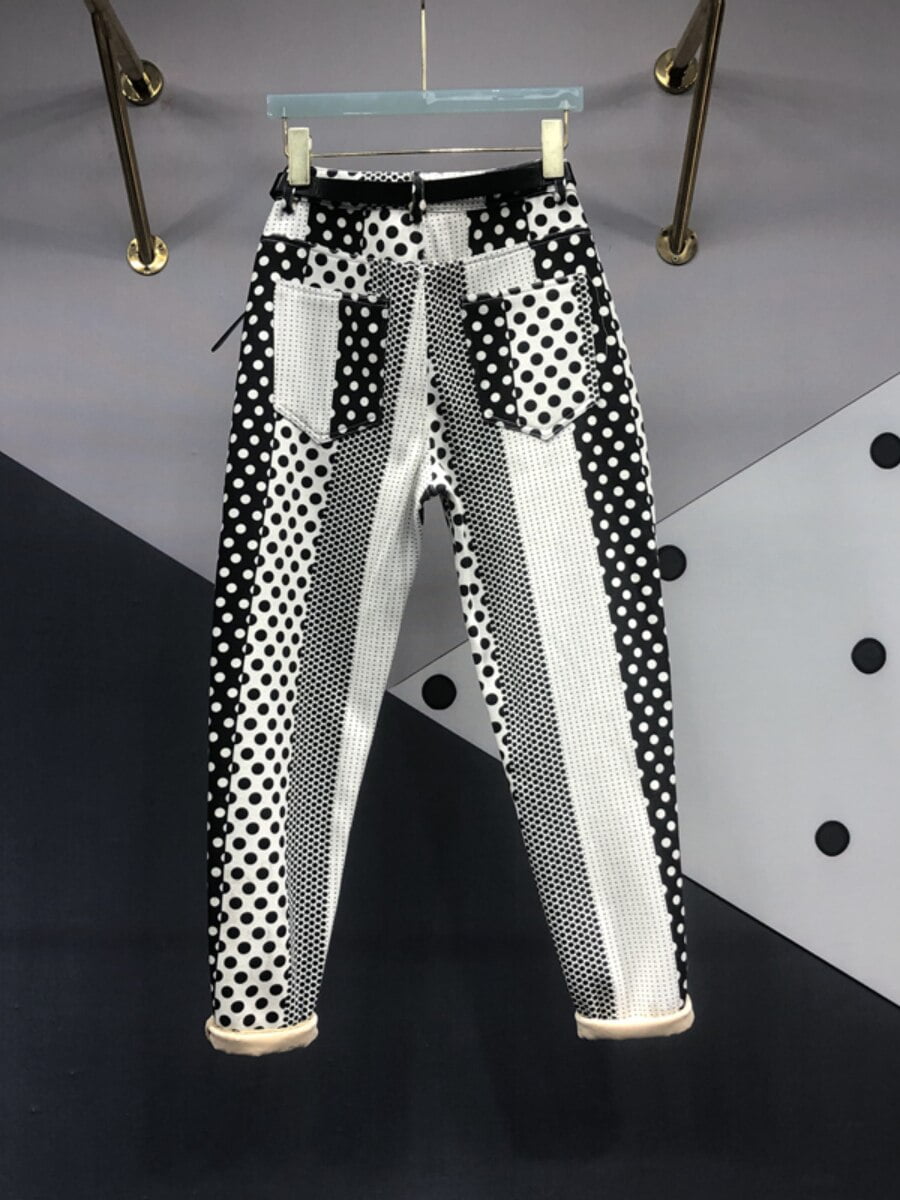Pantalon en denim imprimé à pois pour femme, jean skinny amincissant, pantalon Haren, tout match, mode printemps, Harajuku, nouveau, 2023 2