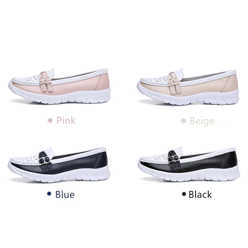 WOIZGIC – mocassins en cuir véritable pour femmes, mocassins plats ajourés EVA à enfiler, grande taille 41 42 SZ-7736 2