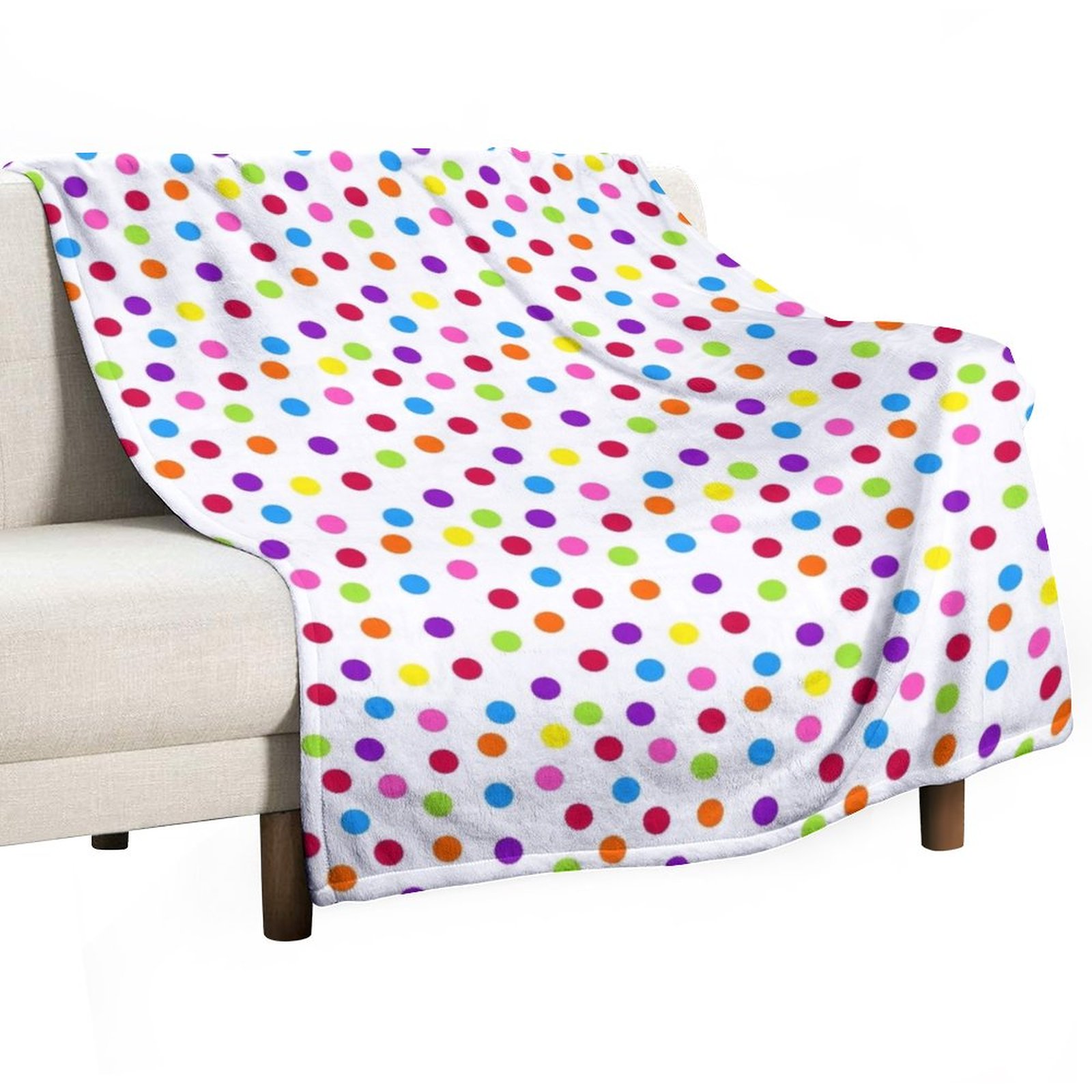 Couverture Peluche Multicolore Pois Arc-En-Ciel