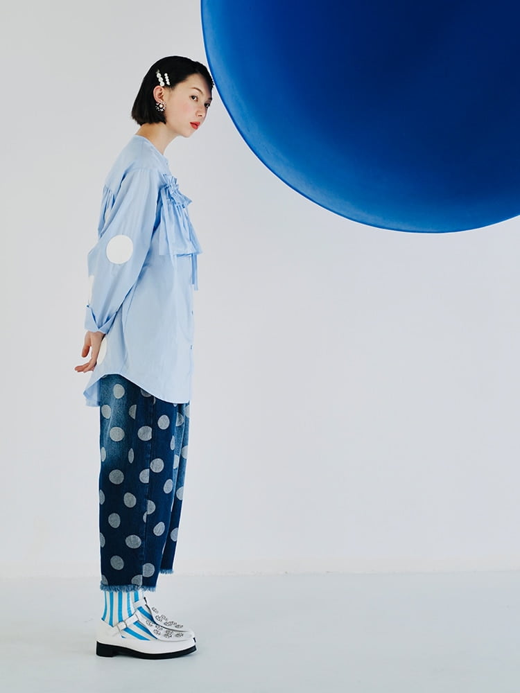 IMAKOKONI-Pantalon Conique en Denim pour Fille, Vêtement Décontracté, à Pois Délavés, d'Origine, pour Femme, Printemps 2022, 223576 2