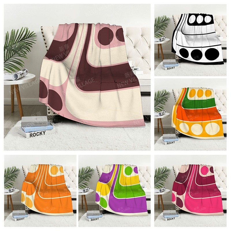 Couverture Plaid à Motif Géométrique Doux et Poilu pour Canapé, Couvertures Chaudes pour le Genou, Couvre-Lit, Décor Boho, Polaire Chaude, Nordique, Vintage, Hiver 1