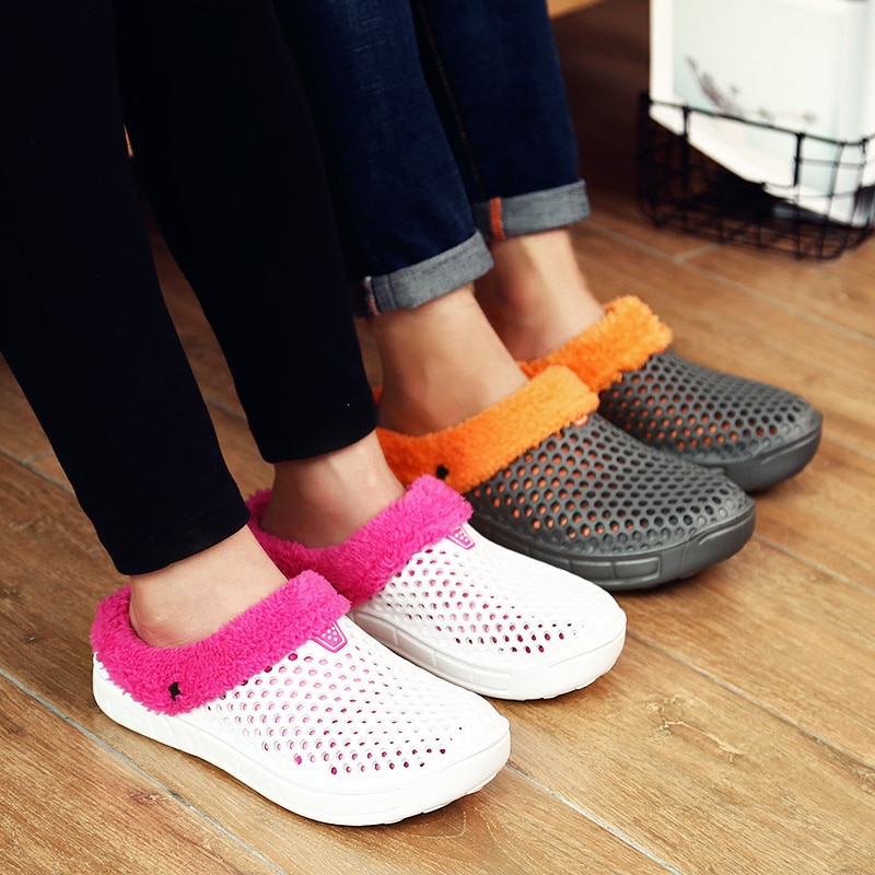 YISHEN-Pantoufles en peluche pour femmes, sandales en peluche, chaussures de couple, fourrure de jardin classique, pantoufles moelleuses, toboggans chauds d'hiver en plein air 6