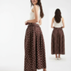 Jupes Longues À Pois Asymétrique Taille Basse Coton Fermeture Éclair Côté Classique
