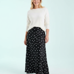 Jupes Longues À Pois Satin En Taille Haute Coupe Regular Imprimé