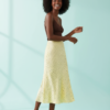 Jupes Longues À Pois Jaune Biais En Coupée Élastique Viscose Haute Taille