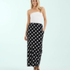 Jupes Longues À Pois Coton Haute Fente Taille Imprimé Jersey En Noir Blanc
