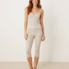 Pyjama Pantacourt Honey Moulant Pois Crème Bordures Dentelle Lingerie Ajustée Courte