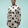 Blazers À Pois Robe Structurée Style Boutons Avant Courte Coton