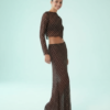 Jupes Longues À Pois Géométriques En Tulle Marron Imprimé Taille Élastique Transparent