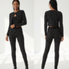 gilets à pois ensemble caraco côtelé avec manches longues lot deux boutonnage encolure ras cou