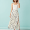 jupes courtes à pois giselle longue taille haute fente crème