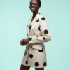 blazers à pois boutonnée structurée courte robe manches ballon encolure poches