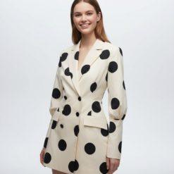 blazers à pois robe courte structurée style boutons avant coton