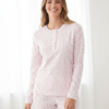 pyjama haut manches longues imprimé pois col boutonné patte boutonnage coupe classique jersey mix match