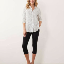 chemises à pois femmes classique col italien manches longues beige noir
