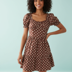 robes à pois blanc bouffantes courte tendance coton manches encolure carrée