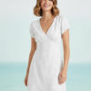 robes à pois blanc v col courte manches bouffantes coupe classique