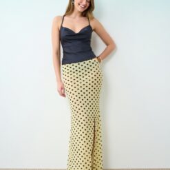 jupes longues à pois en tulle transparent taille haute
