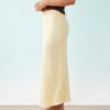 jupes longues à pois jaune biais en coupée élastique viscose haute taille