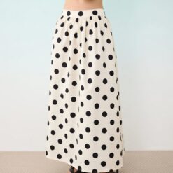 jupes longues à pois basse stretch froncée imprimé taille coupe classique