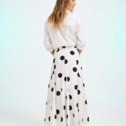 jupes longues à pois coton godets en multicolore taille haute